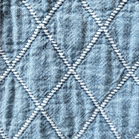 Sandro Quilted Denim Mini Skirt, Front Zip, light blue, A-line, 34 (XS), EUC - Picture 12 of 14